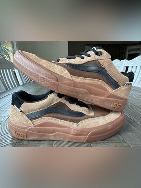 Vans Wayvee Pop Cush Waffle Cup Skate Shoes Tobacco Brown Black Men's Size 10.5